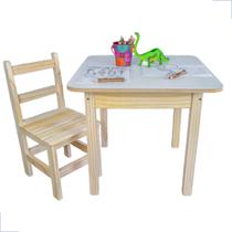Conjunto Mesa Infantil Cadeira Mesinha Atividades Educativa Madeira Criança Menino Menina Escolar Brinquedoteca Didática Reforçada