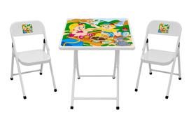 Conjunto Mesa Infantil com 2 Cadeiras Dobrável Açomix Conjunto Mesa Infantil com 2 Cadeiras Dobrável Açomix