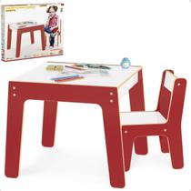 Conjunto Mesa Infantil Com Cadeira Vermelha