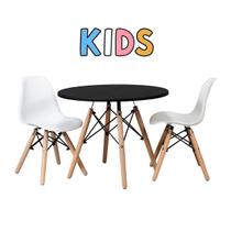 Conjunto Mesa Infantil Eames 60cm Tampo Preto com 2 Cadeiras DSW Polipropileno Brinquedotecas Salas Consultórios Conjunto Mesa Infantil Eames 60cm Tampo Preto com 2 Cadeiras DSW Polipropileno Brinquedotecas Salas Consultórios