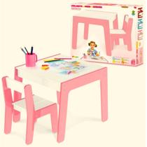 Conjunto Mesa Infantil Em Madeira Com Cadeira rosa 990 Junges - 7897858319902 Conjunto Mesa Infantil Em Madeira Com Cadeira rosa 990 Junges - 7897858319902