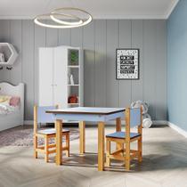 Conjunto Mesa Infantil Gabi 60x60cm com 2 Cadeiras Manu - Azul