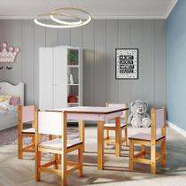 Conjunto Mesa Infantil Gabi 60x60cm com 4 Cadeiras Manu - Rosa - MADE MOVEIS CEDRENSE LTDA