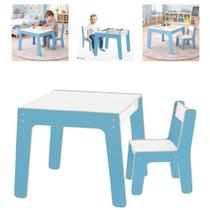 Conjunto mesa infantil madeira cadeira infantil mesinha poltrona azul mdf crianca escolar cadeirinha multiuso meninos Conjunto mesa infantil madeira cadeira infantil mesinha poltrona azul mdf crianca escolar cadeirinha multiuso meninos