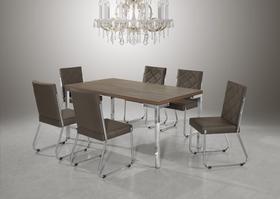 Conjunto mesa inovare cromada 1,60x0,90 mdp-bp/ com 6 cadeiras dallas