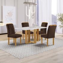 Conjunto Mesa Isadora 120cmx90cm com 4 Cadeiras Carolina Tampo Smart Plus com Vidro