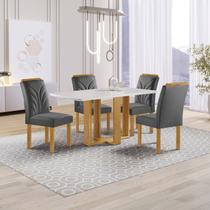 Conjunto Mesa Isadora 120cmx90cm com 4 Cadeiras Carolina Tampo Smart Plus com Vidro