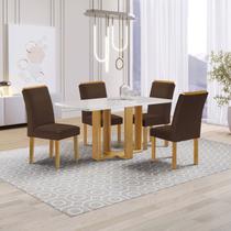Conjunto Mesa Isadora 120cmx90cm com 4 Cadeiras Luisa Tampo Smart Plus com Vidro