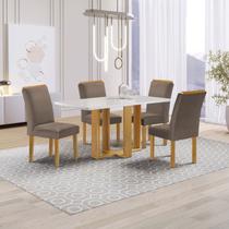 Conjunto Mesa Isadora 120cmx90cm com 4 Cadeiras Luisa Tampo Smart Plus com Vidro