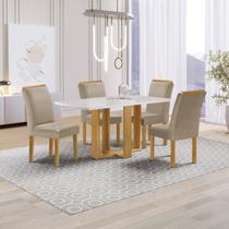 Conjunto Mesa Isadora 120cmx90cm com 4 Cadeiras Luisa Tampo Smart Plus com Vidro