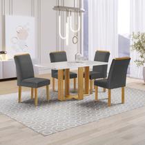 Conjunto Mesa Isadora 120cmx90cm com 4 Cadeiras Luisa Tampo Smart Plus com Vidro Conjunto Mesa Isadora 120cmx90cm com 4 Cadeiras Luisa Tampo Smart Plus com Vidro