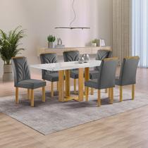 Conjunto Mesa Isadora 170cmx90cm com 6 Cadeiras Carolina Tampo Smart Plus com Vidro