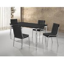 Conjunto Mesa Iza 120x90cm Tampo MDF/Vidro 4 Cadeiras Natani - Aço Nobre Móveis