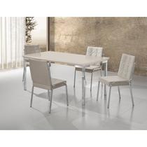 Conjunto Mesa Iza 120x90cm Tampo MDF/Vidro 4 Cadeiras Natani