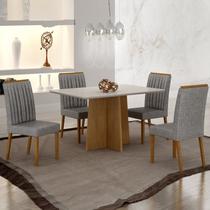 Conjunto Mesa Jade 120cm com 4 Cadeiras Madeira Maciça Mari