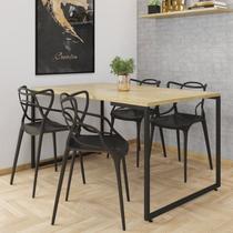Conjunto Mesa Jantar 4 Cadeiras Industrial Aço Allegra PP Preta Yescasa Conjunto Mesa Jantar 4 Cadeiras Industrial Aço Allegra PP Preta Yescasa