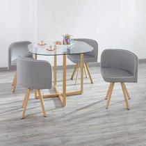 Conjunto Mesa Jantar 4 Cadeiras Integradas Compact - Milao Cinza