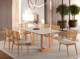 Conjunto Mesa Jantar 6 Cadeiras Encosto Tela Madeira Maciça