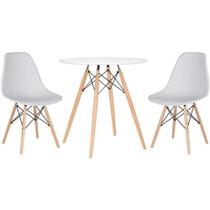 Conjunto Mesa Jantar Eiffel 70cm Branca + 2 Cadeiras Charles Eames Branca Conjunto Mesa Jantar Eiffel 70cm Branca + 2 Cadeiras Charles Eames Branca