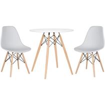 Conjunto Mesa Jantar Eiffel 70cm Branca + 2 Cadeiras Charles Eames - Branca