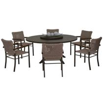 Conjunto Mesa Jantar Giro Externo 6 Cadeiras Área Jardim Piscina