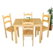 Conjunto Mesa Jantar Madeira 100 x 70 cm Com 4 Cadeiras Vintage Design Sofisticado para Sala Cozinha Restaurante