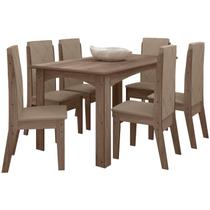 Conjunto Mesa Jantar MDF 156x84 cm 6 Cadeiras 1101220 Amendoa Celmo