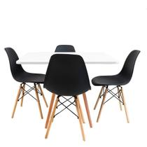 Conjunto Mesa Jantar Quadrada Eiffel 90cm Branca Mdf + 4 cadeiras Charles Eames Pretas