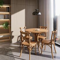 Conjunto Mesa Jantar Redonda 4 Cadeiras 90cm Madeira Maciça Nozes Lisboa Conjunto Mesa Jantar Redonda 4 Cadeiras 90cm Madeira Maciça Nozes Lisboa