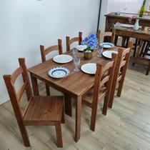 Conjunto Mesa Jantar Tampo Madeira Resistente Com 6 Cadeiras Estilo Rústico Retrô Vintage Sala Cozinha Casa Ambiente Interno