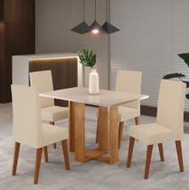 Conjunto Mesa Jantar Viero Miss Com 4 Cadeiras Milao Mel / Off White Linho Bronze Conjunto Mesa Jantar Viero Miss Com 4 Cadeiras Milao Mel / Off White Linho Bronze