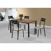 Conjunto Mesa Jasmim 1,20X0,80 Mdp C/4 Cadeiras Titanium Tampo Nogal Tubo Preto Conjunto Mesa Jasmim 1,20X0,80 Mdp C/4 Cadeiras Titanium Tampo Nogal Tubo Preto