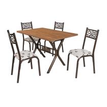 Conjunto Mesa Jogo Sala Jantar Ciplafe Jade 4 Cadeiras Tubo Bronze Tampo Madeira bp Amendoa 1,20m x 0,80m Retangular Assento Estofado Conjunto Mesa Jogo Sala Jantar Ciplafe Jade 4 Cadeiras Tubo Bronze Tampo Madeira bp Amendoa 1,20m x 0,80m Retangular Assento Estofado
