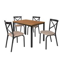Conjunto mesa jogo sala jantar ciplafe karina flex 4 cadeiras preto fosco tampo bp amendoa 1,10m assento linho bege Conjunto mesa jogo sala jantar ciplafe karina flex 4 cadeiras preto fosco tampo bp amendoa 1,10m assento linho bege
