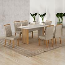 Conjunto Mesa Julia 160cm com 6 Cadeiras Madeira Maciça Lara