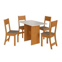 Conjunto Mesa Karla Paris com 4 Cadeiras Freijó Offwhite Cacau - Indekes