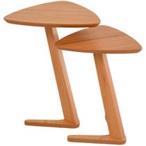 Conjunto Mesa Lateral Apoio Flat Alta/Baixa em Madeira Maciça