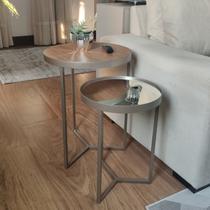 Conjunto Mesa Lateral Capri Champagne Com Espelho Conjunto Mesa Lateral Capri Champagne Com Espelho