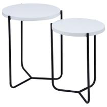 Conjunto mesa lateral Dallas em ferro e Mdf