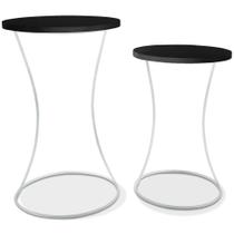 Conjunto Mesa Lateral De Canto Perla Dupla Branca e Preto Conjunto Mesa Lateral De Canto Perla Dupla Branca e Preto