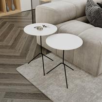 Conjunto Mesa Lateral de Canto Pugly 55x40x40cm Branco/Preto Conjunto Mesa Lateral de Canto Pugly 55x40x40cm Branco/Preto