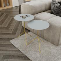 Conjunto Mesa Lateral de Canto Pugly 55x40x40cm Cinza Conjunto Mesa Lateral de Canto Pugly 55x40x40cm Cinza
