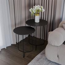 Conjunto Mesa Lateral de Canto Trude 55cm x 45cm x 45cm Preto Conjunto Mesa Lateral de Canto Trude 55cm x 45cm x 45cm Preto