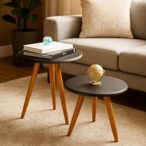 Conjunto Mesa Lateral e Mesa de Centro Preto B04 - D'Rossi
