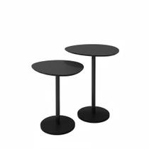 Conjunto Mesa Lateral em MDF com Pé de Aço - Conjunto com 2 Mesas Conjunto Mesa Lateral em MDF com Pé de Aço - Conjunto com 2 Mesas