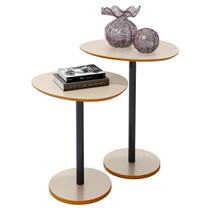 Conjunto Mesa Lateral em MDF com Pé de Aço - Conjunto com 2 Mesas Conjunto Mesa Lateral em MDF com Pé de Aço - Conjunto com 2 Mesas