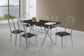 Conjunto mesa linea cr 1,47x0,80 vidro serig. 6 cad. perola Conjunto mesa linea cr 1,47x0,80 vidro serig. 6 cad. perola