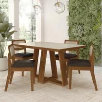 Conjunto Mesa Lins 4 Cadeiras Sextavada Freijó/off/corin. Marrom - M.a