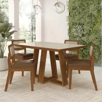 Conjunto Mesa Lins 4 Cadeiras Sextavada Freijó/off/cr. Caramelo - M.a