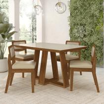 Conjunto Mesa Lins 4 Cadeiras Sextavada Freijó/off/material sintético Bege - M.a